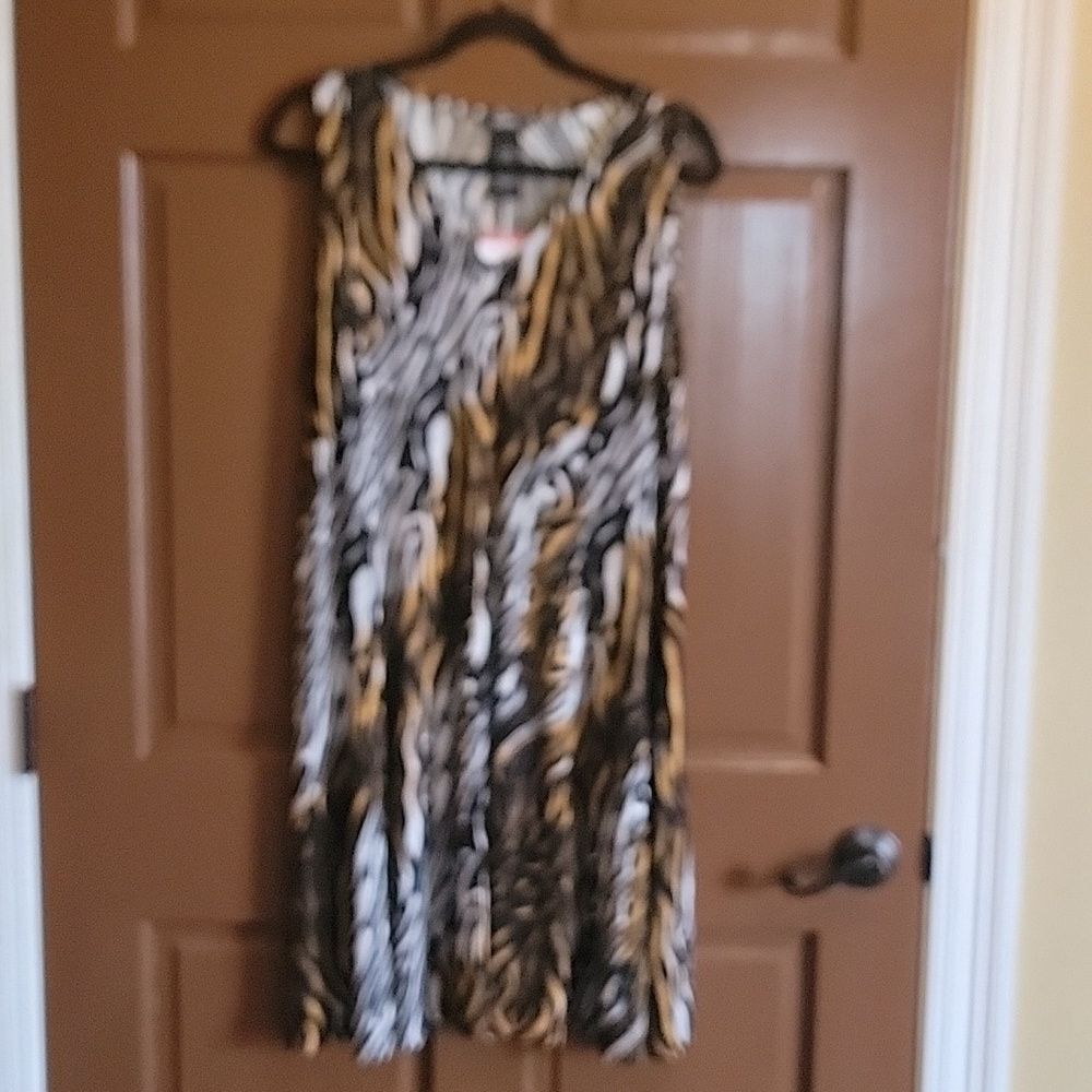 Premise-Zebra animal print V neck sleeveless swing dress Size XL. NWT.